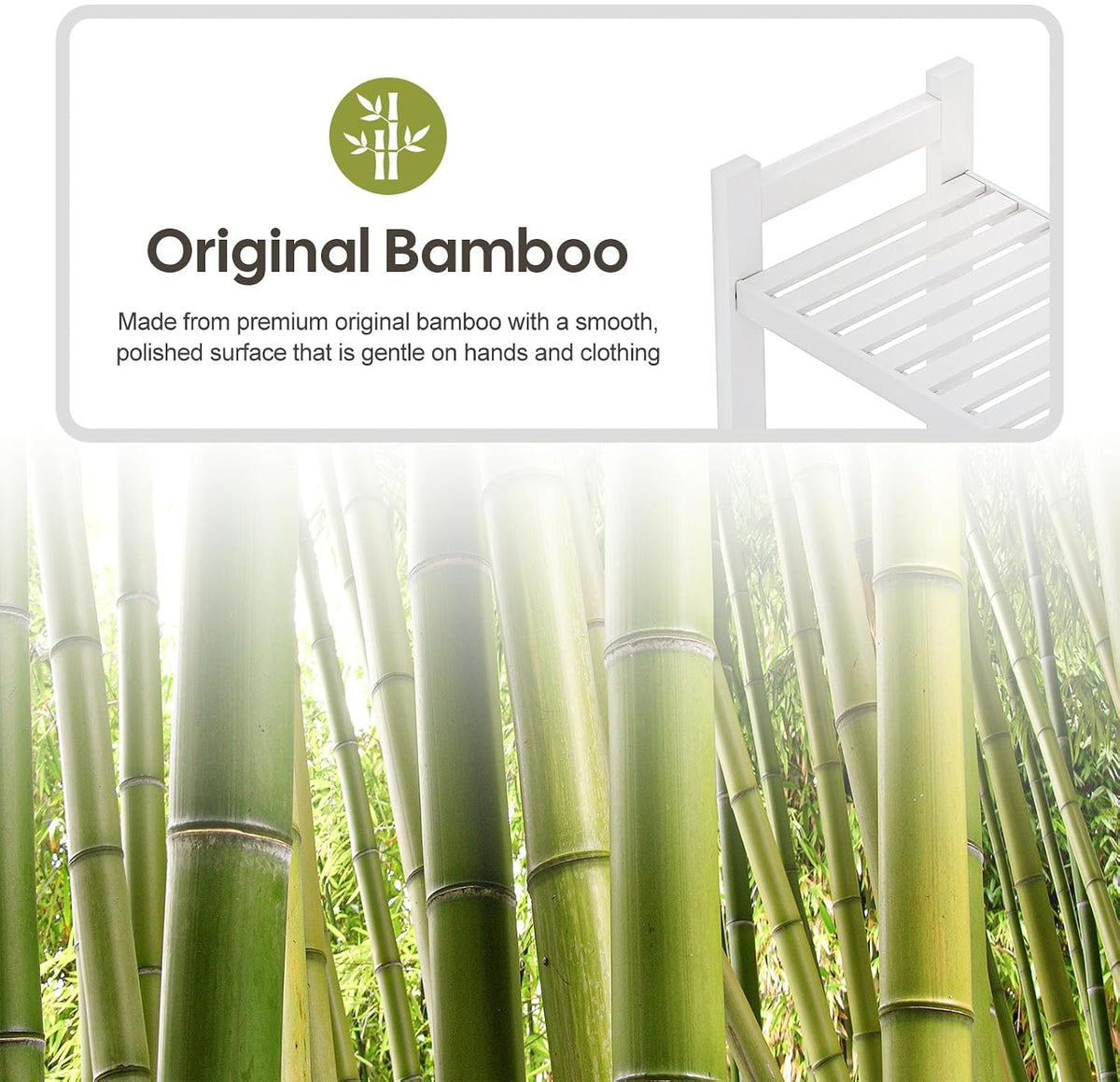 Homde Bathroom Over Toilet Storage Rack: Adjustable 4-Tier Bamboo (White)