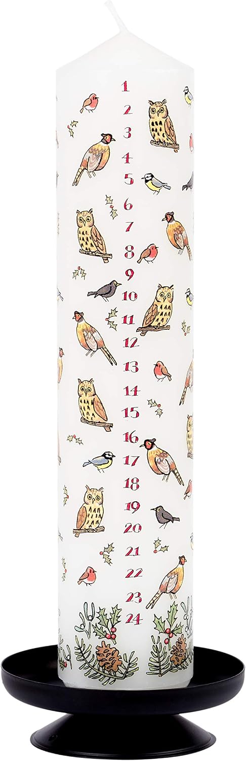 Alison Gardiner Winter Birds Pillar Candle, 50hr Burn, Unscented