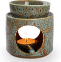 WD&CD Wax Melt Ceramic Oil Burner Green, Aroma Diffuser Essential Oil Burner Aromatherapy Wax Burner with Tealight Holder, Home Bedroom Decor