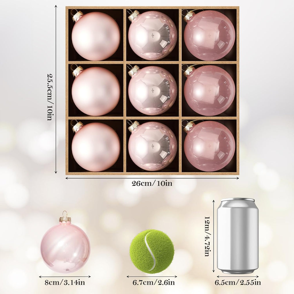 DN DECONATION Christmas Tree Decorations Ball, Pink Glass Christmas Ball