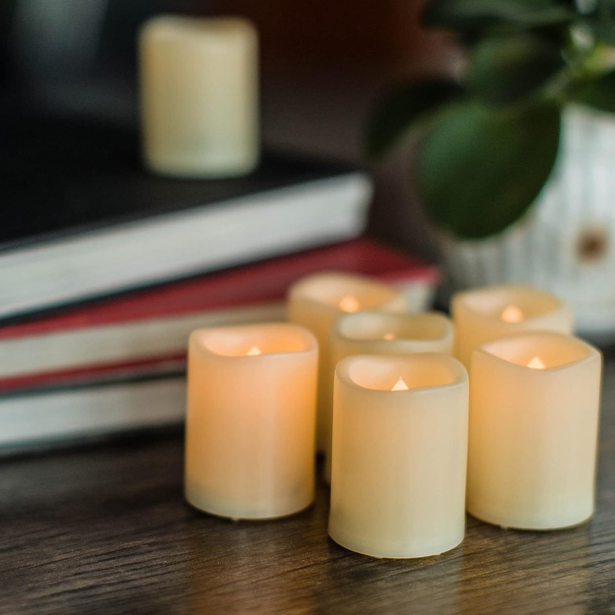 6 Pack Battery Operated Flameless LED Votive Candles w Timer Tea Lights