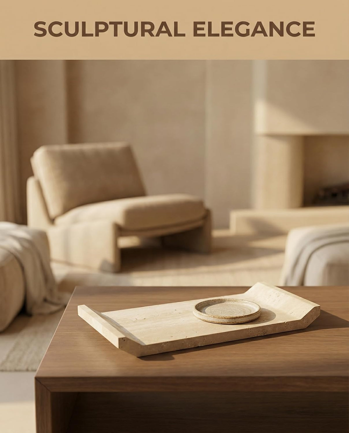 OOBOOB Natural Travertine Marble Tray, Double-Sided Bridge-Shaped Bathroom Tray, Perfume Tray, Multipurpose Perfume Organizer for Home Decor Enthusiasts
