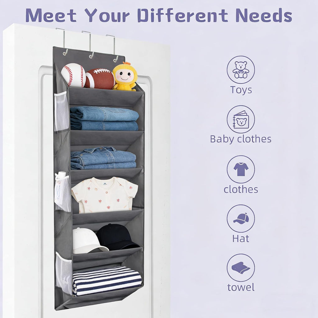 Over the Door Shoe Rack Organizer – Hanging Storage for 12 Pairs of Shoes, 6 Mesh Pockets + 6 Deep Large Pockets, 50lbs Capacity, for Closet, Bedroom, Dorm, Narrow Door (1 Pack)