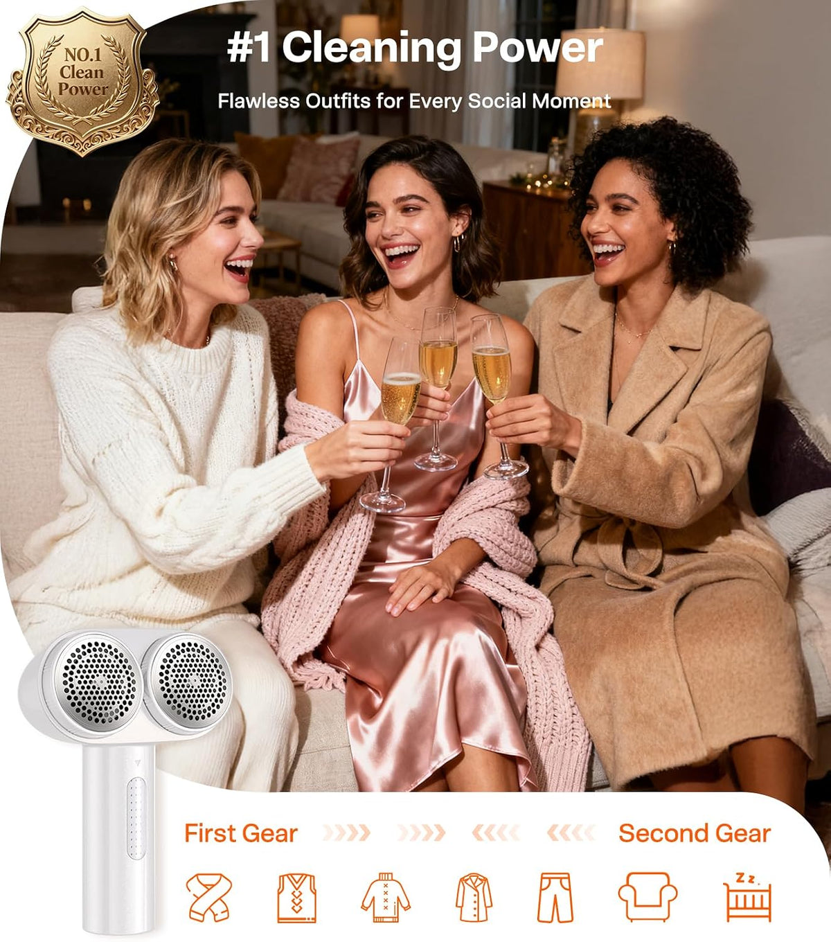 TORRAS Fabric Shaver, 2026 Upgraded Flagship 3000mah Rechargable Lint Remover, Lint Shavers to Remove Pilling, 3-Speed Sweater Shaver, Large Electric Shaver for Clothes Couch Furniture