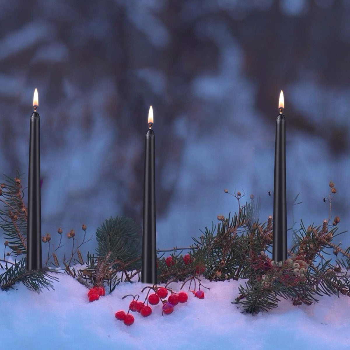 Black Taper Candles, 50 Pack, 0.8"W x 10"H