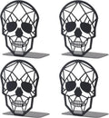 2 Pairs Black Skull Design Bookend Metal Book Ends, Heavy Duty Bookends for Shelves Desk, Skull Book Shelf Holder for Heavy Books, Decorative Desktop Organizer Home Office