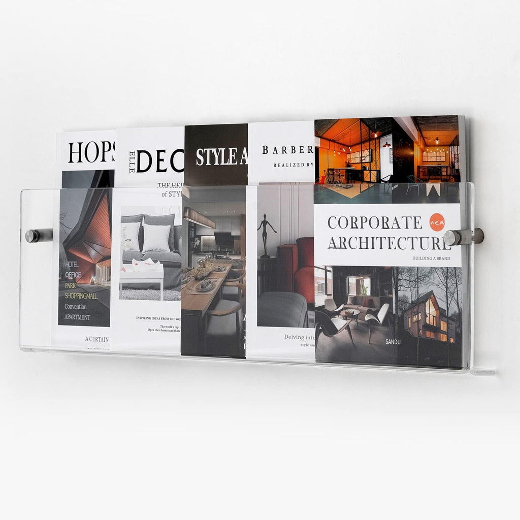 Clear Acrylic Brochure Holder Wall Mount 3 Tier, Hanging Bookshelf Magazine Rack Literature Storage Rack for Waiting Room, Living Room, Office, Home Display