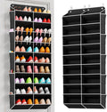 VTRIN 30 Pairs Over the Door Shoe Organizer, Large Capacity 10-Tier Hanging Shoe Organizer with 20 Deep Pockets for Sneakers Boots Heels, Space Saving Shoe Rack for Door with 10 Side Pockets, Black