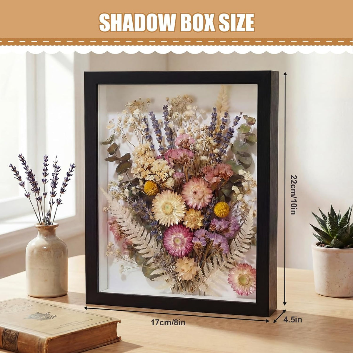 4 Pack 8x10 Shadow Box Frames, Black Display Case with Felt Back