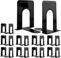 Metal Bookends 20 Pack Black Heavy Duty Nonskid Supports 6.6in | Black Metal, 10 Pairs, Plain L-Shape Design, Nonskid Supports, for Heavy Books Home Office School and Library Shelves