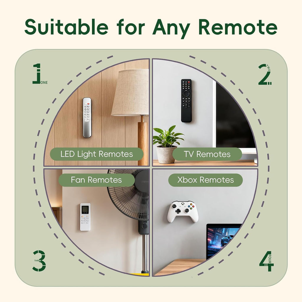 Magnetic Remote Control Holder Wall Mount for TV Fan 6 Pack Green