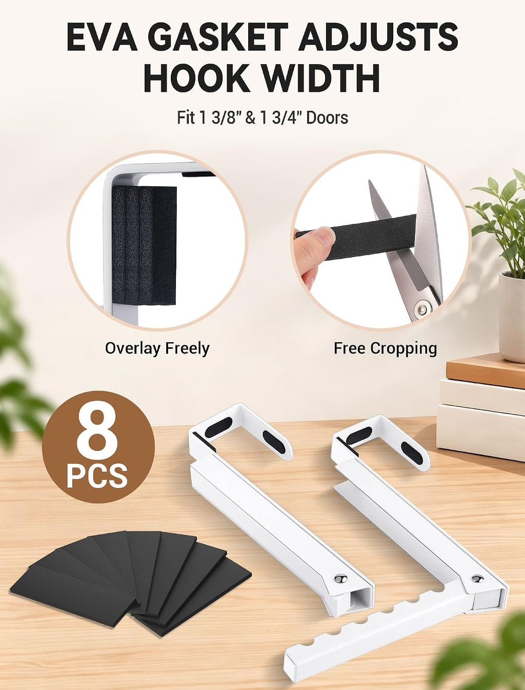 2-Pack Over the Door Hanger Hooks with Extra Anti-slip Pads for Laundry