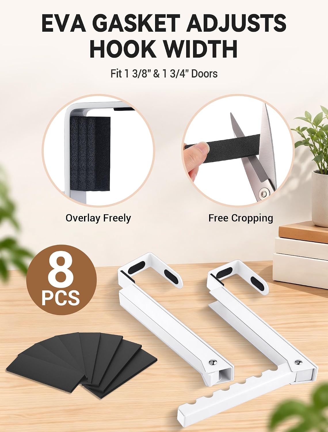 2-Pack Over the Door Hanger Hooks with Extra Anti-slip Pads for Laundry