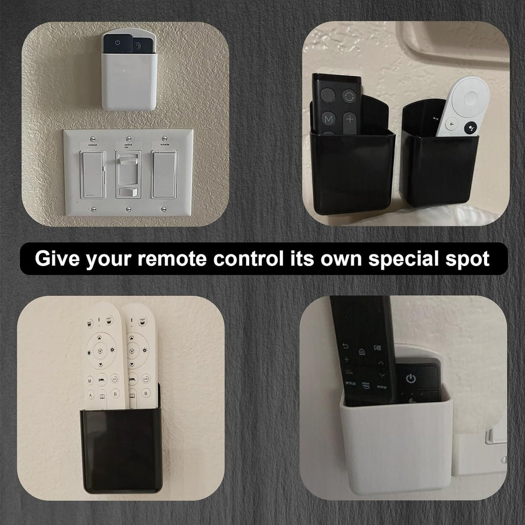 4Pcs Adhesive Remote Holder Wall Mount, AC Remote Wall Mount, Wall Remote Control Holder for Home Office Storage (2 Black & 2 White)