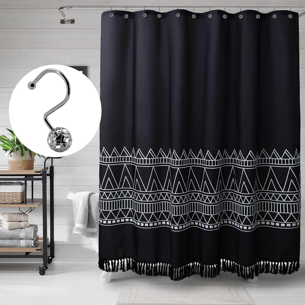 MitoVilla Silver Metal Shower Curtain Rings and Hooks, Chrome Metal Hollow Ball Rust Proof Rings for Curtain Liner and Bathroom Shower Rod Accessories