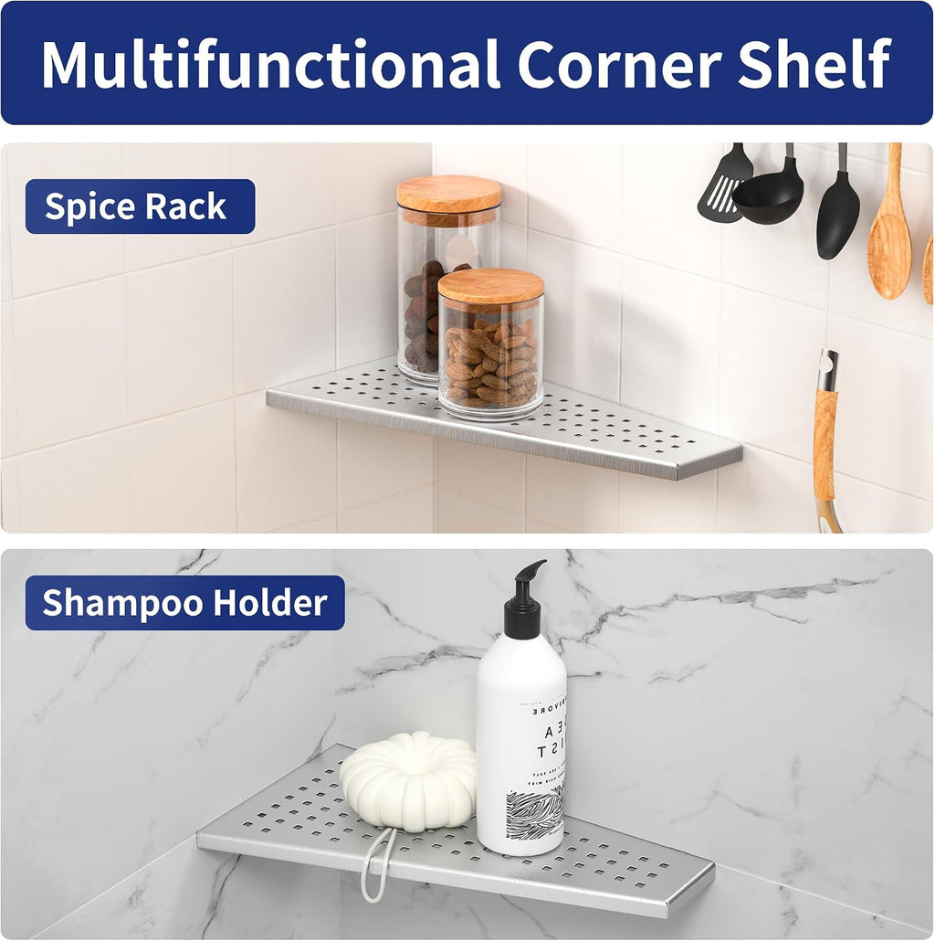 Corner Shower Shelf 12" Brushed, 304 Stainless Steel