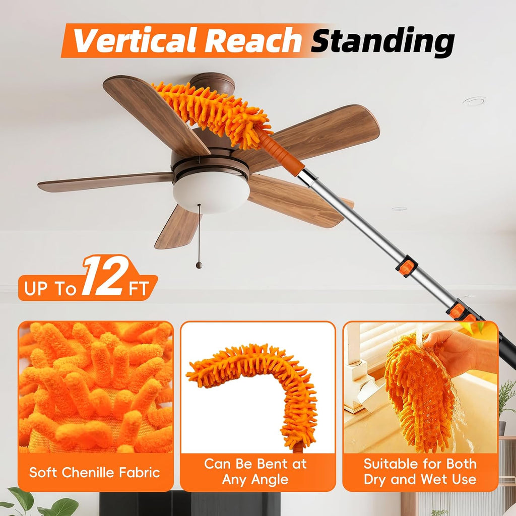 20 Foot High Dusters for Cleaning with 3-12 Foot Heavy Duty Extension Pole