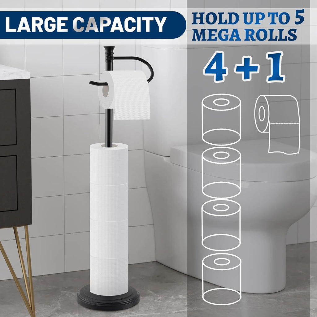 Toilet Paper Holder Free Standing,Sturdy Metal Toilet Paper Holders Stand