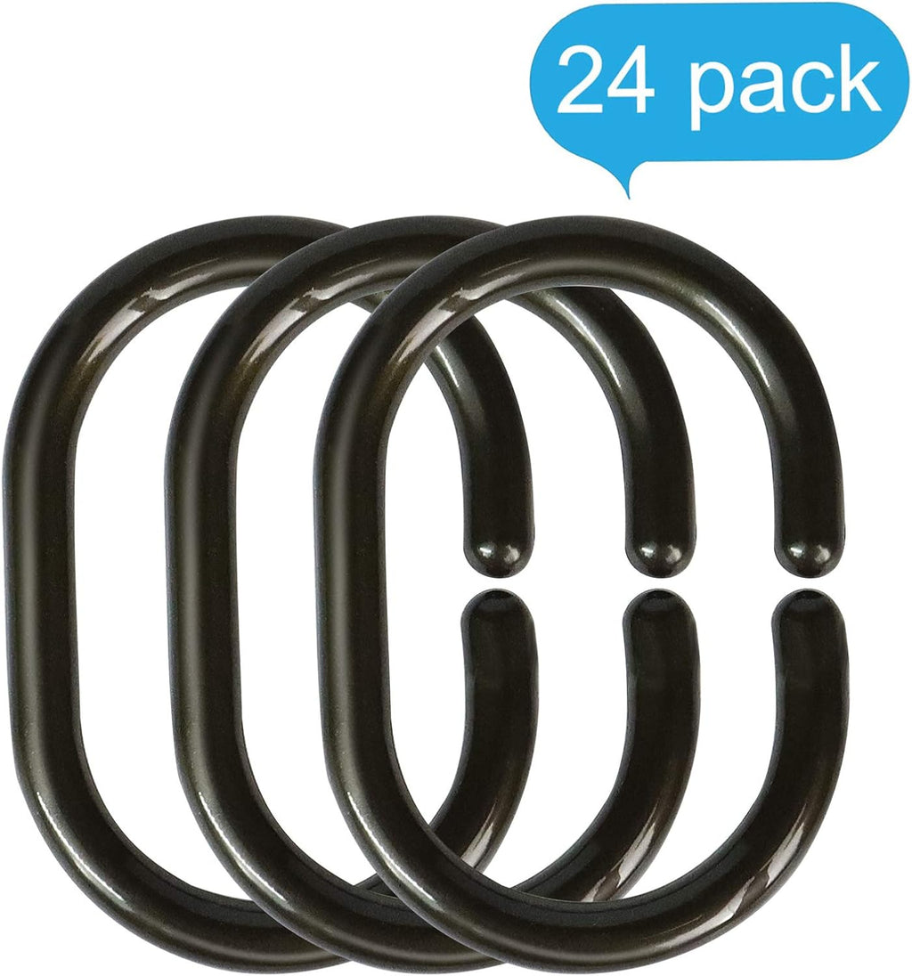 24 pcs Shower Curtain Rings Plastic Shower Curtain Hooks C-Shaped Rings Hook Hanger Bath Drape Loop Clip Glide Bathroom Shower Window Rod (Bronze)