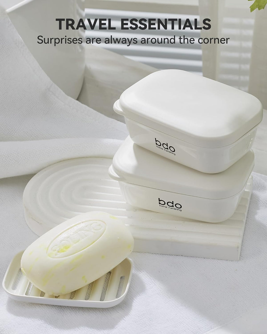 Travel Soap Case White with Leakproof Lid and Drainage Layer