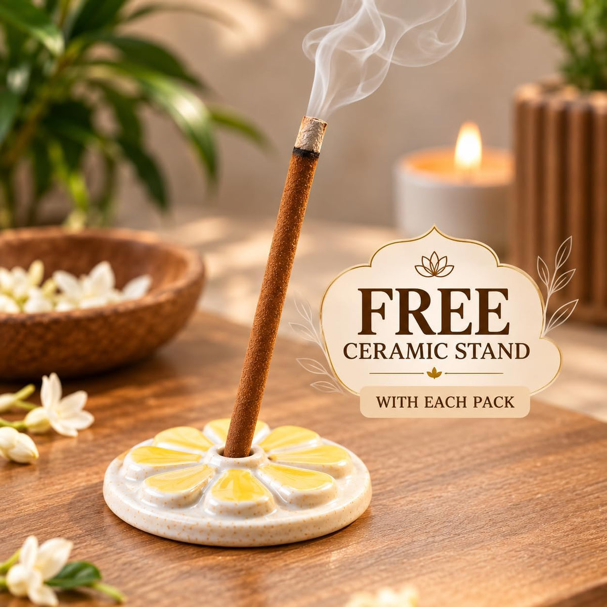 Nirmalaya Premium Jasmine Dhoop Sticks (40 Sticks, 180g) | Bambooless Sticks, Charcoal Free Incense Sticks Made from Recycled Flowers | Long Lasting 25 Min Burn | for Pooja, Yoga & Meditation