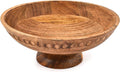 Fruit Bowl Mango Wood Elevated Decorative Serving Bowl | Natural Wooden Centerpiece for Kitchen & Dining (12" x 12" x 4.75")