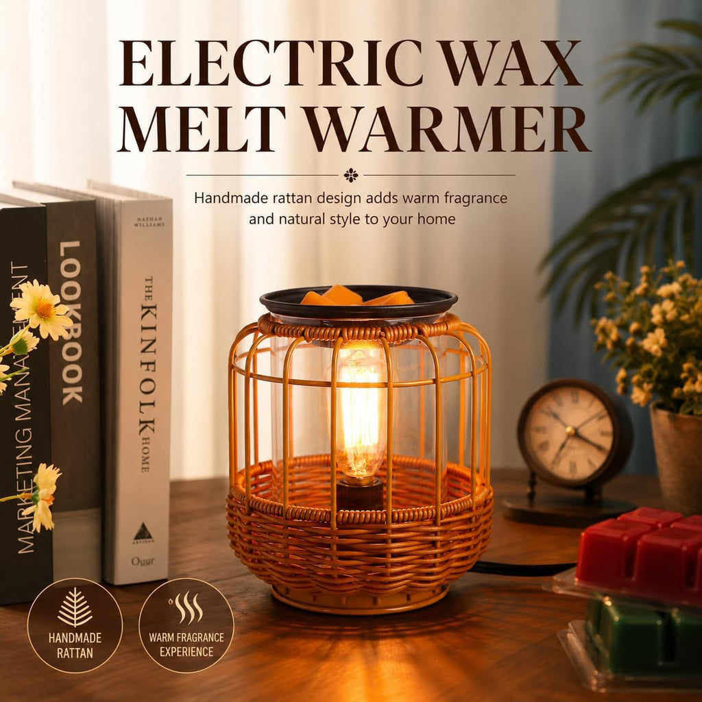 Rattan Wax Melt Warmer Electric Wax Warmer for Scented Wax Cubes