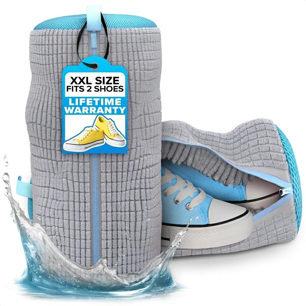 2 Pcs XXL Shoe Washing Machine Bag, Tennis Shoe Laundry Bag, Gray