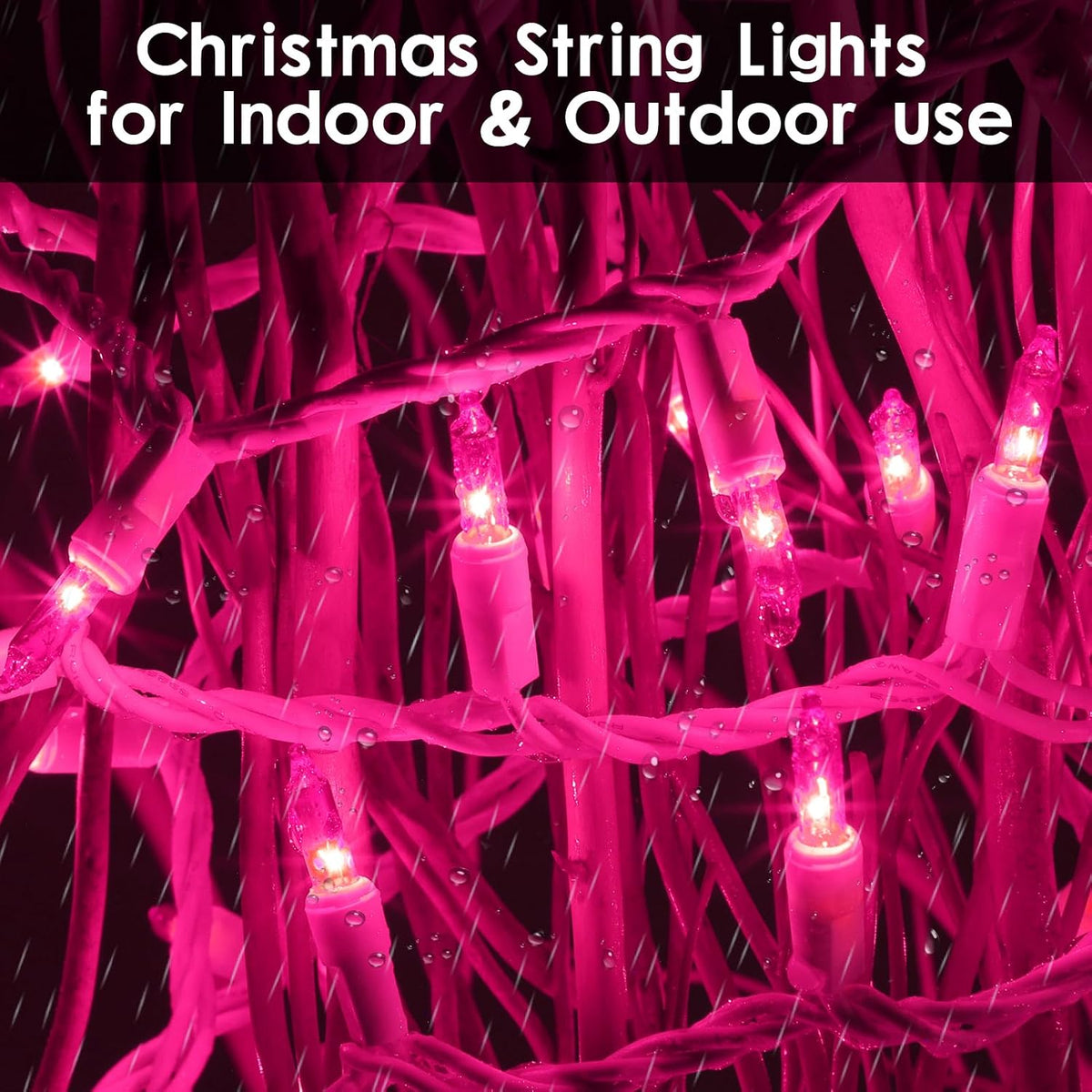 Brillarlights 100 Count Mini Pink String Lights, 21ft Incandescent Christmas Tree Lights, UL Certified Indoor Outdoor Pink Fairy Lights for Room, Valentine's Day, Porch, Weddings,Christmas Decor