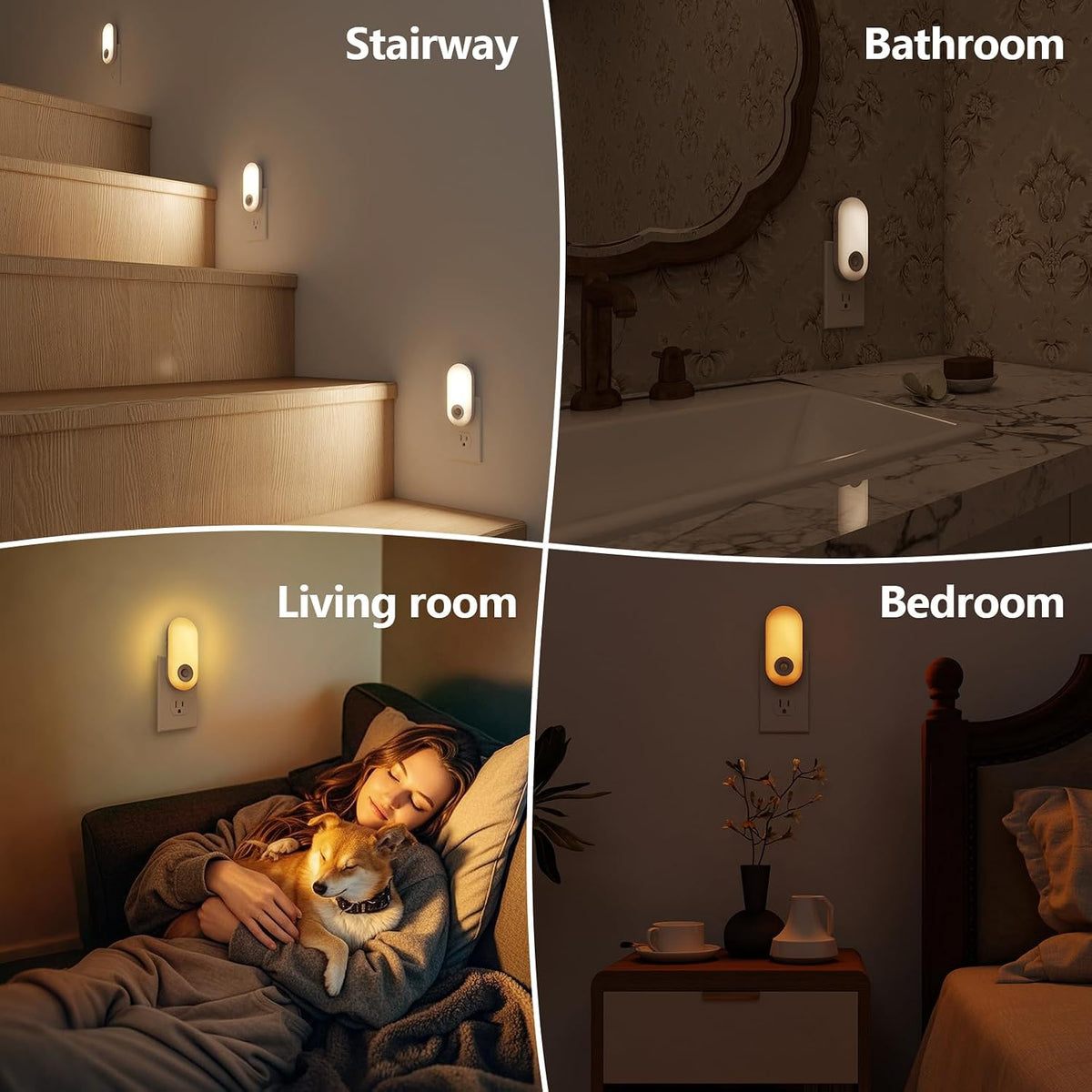 Dawnrise Bright Night Lights Plug into wall, Motion Sensor, CCT 2200K/4000K
