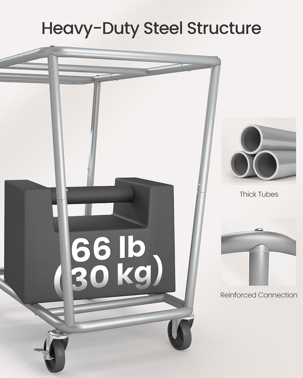 SONGMICS 2-Section Laundry Basket with Wheels, 50.2 Gallons (190 L) Hamper