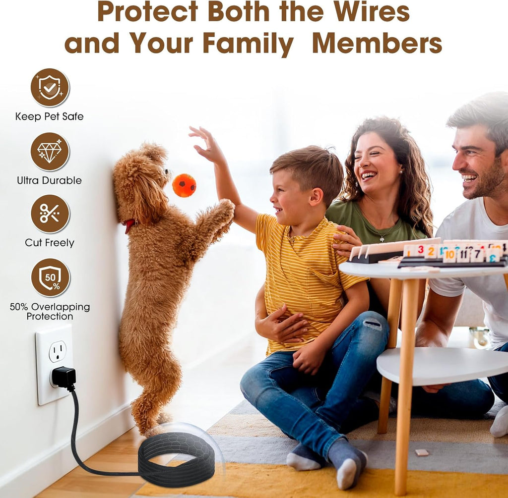 Cord Protector for Pets, Wire Protector 20FT-1/2 inch-Black