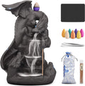 Ceramic Dragon Backflow Incense Holder Waterfall Incense Burner, Smoke Incense Holder, with 70 Backflow Incense Cones + 50 Incense Stick, 1 Mat, 1 Tweezers Home Decor (Brown-Light Dragon)