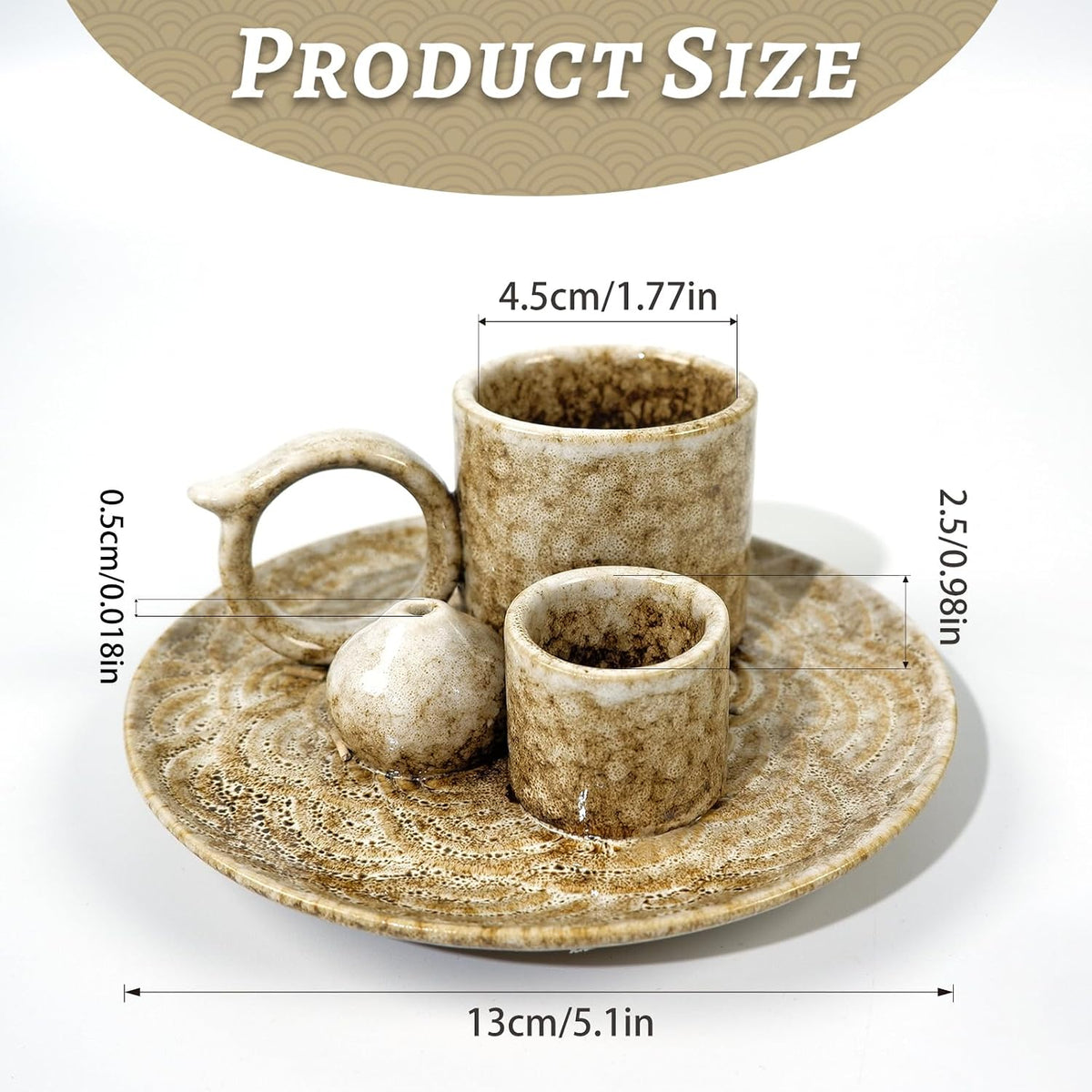 Tnstbiee 4.1 Inch 5-in1 Brown Ceramic Smudge Bowl,Versatile Incense Holder