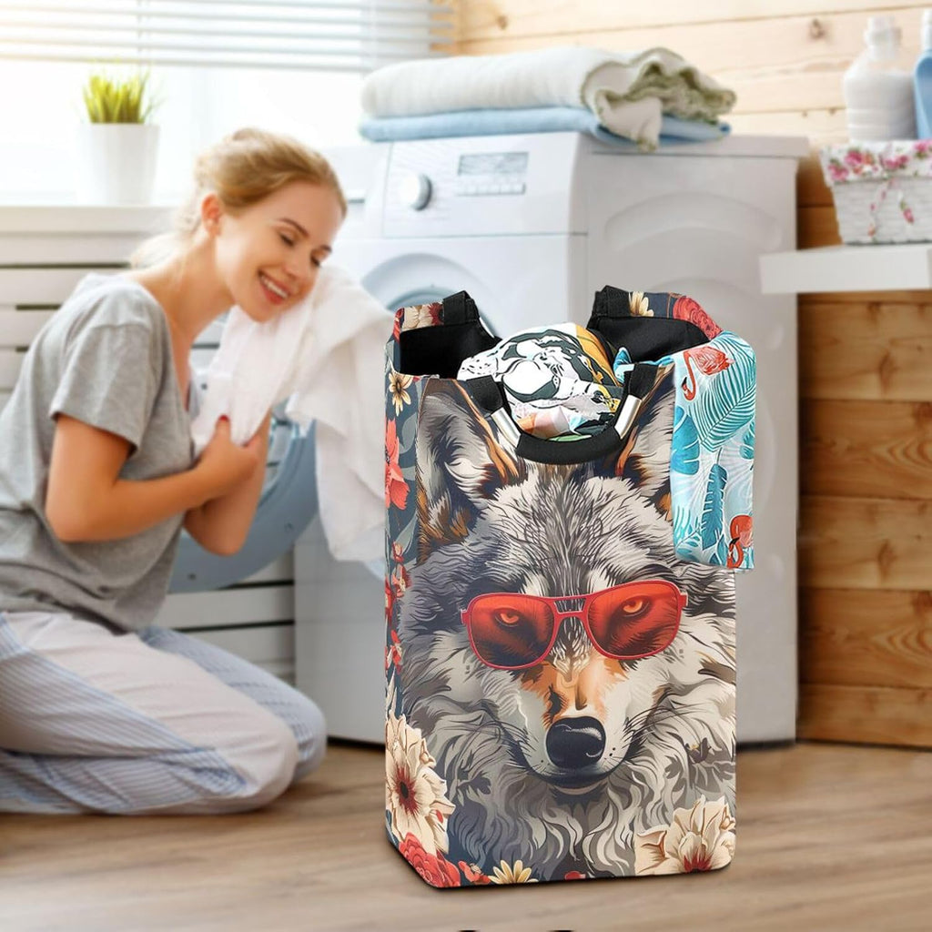 Nander Laundry Hamper Clothes Hamper Large Capacity Basket with Handles for Storage Clothes Toys in Bedroom, Bathroom, Foldable - Wolf