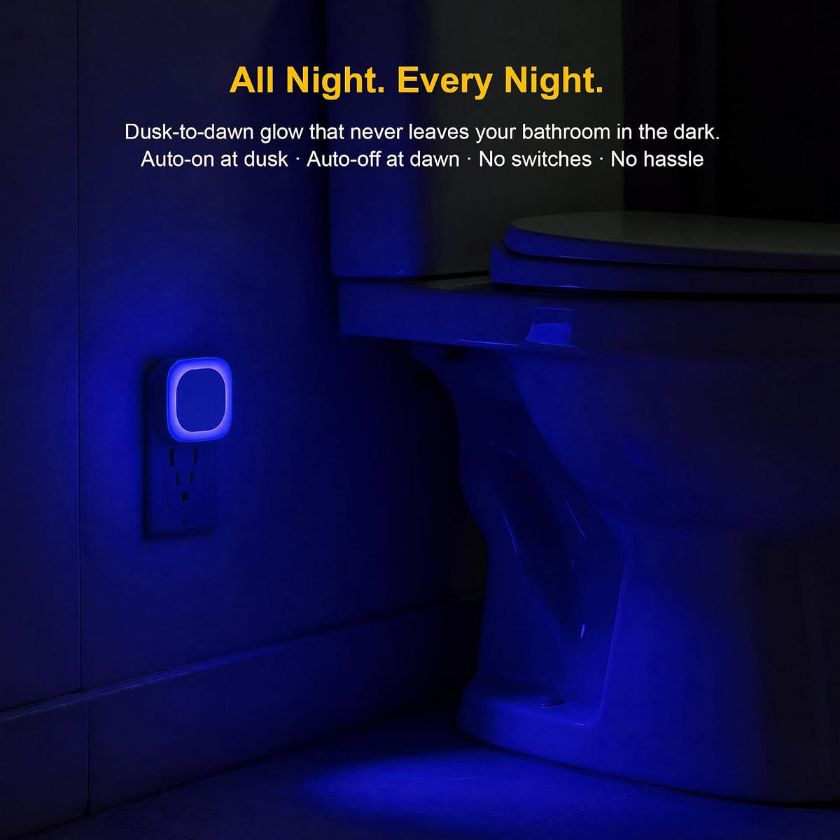 YUNLEX 6 Pack Blue Night Lights Plug into Wall, Dim Light for Bathroom