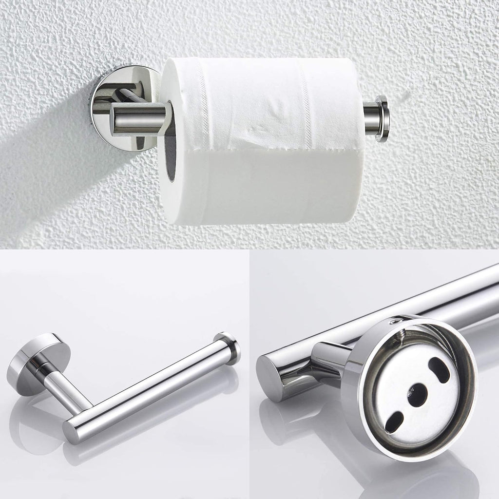 MARMOLUX ACC Bathroom Hardware Set Towel Racks 4 Pieces Hand Towel Ring Holder-Toilet Paper Holder-Towel Hook-Towel Bar Heavy Duty Wall Mount Bathroom Accessories SUS 304 Stainless Steel Mirror Finish