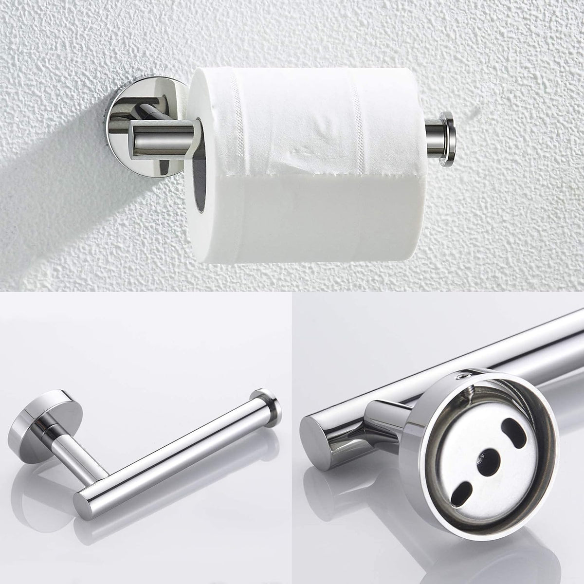 MARMOLUX ACC Bathroom Hardware Set Towel Racks 4 Pieces Hand Towel Ring Holder-Toilet Paper Holder-Towel Hook-Towel Bar Heavy Duty Wall Mount Bathroom Accessories SUS 304 Stainless Steel Mirror Finish