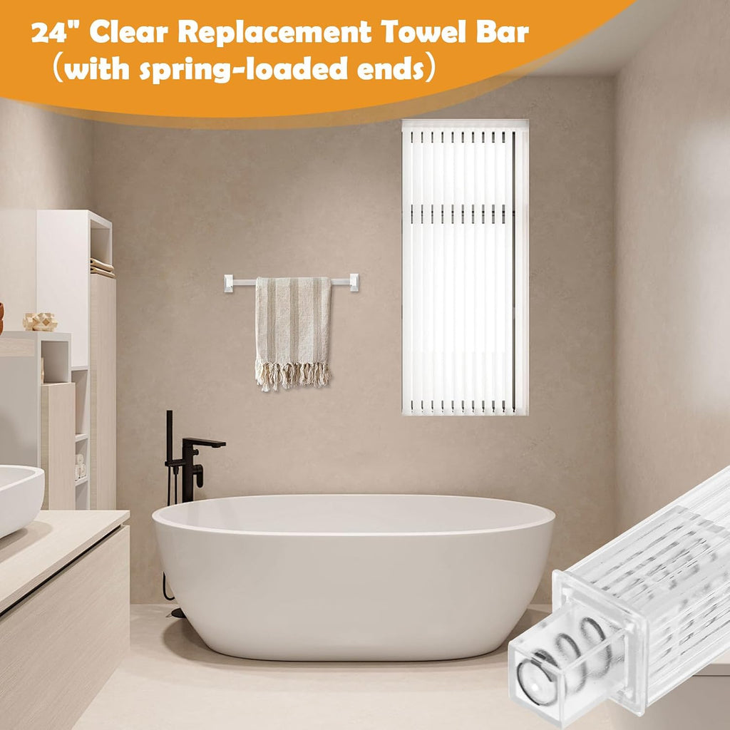 2 Pack 24 Inch Clear Bathroom Towel Bar Replacement Rod for Ceramic Holder