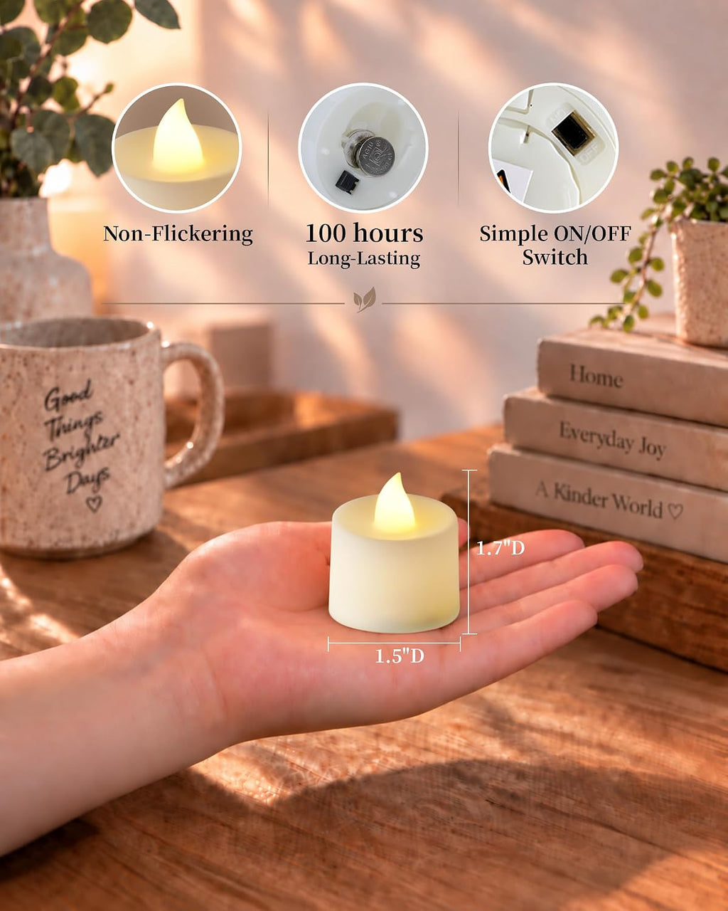 Amagic 12/24/50/100/150Pack LED Votive Candles Battery operated, Warm White