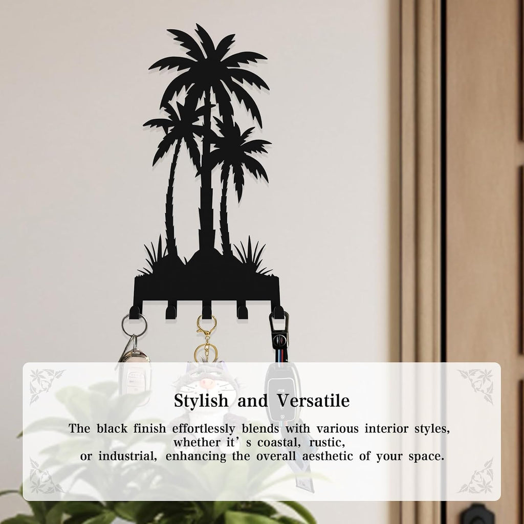 Key Holder Wall Mount with 5 Hooks Entryway Hanger for Car Key Ring Metal Keys Holder on wall Black Key Rack for Home Decor Offcie Appartment