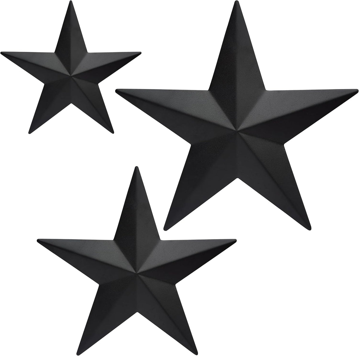 JoyEvy 6" 9”12"（3pieces Black Barn Star Wall Decor,Metal Stars Rustic Vintage Western Country Farmhouse Home Indoor or Outdoor Wall Decoration,Texas Stars for House Art Décor