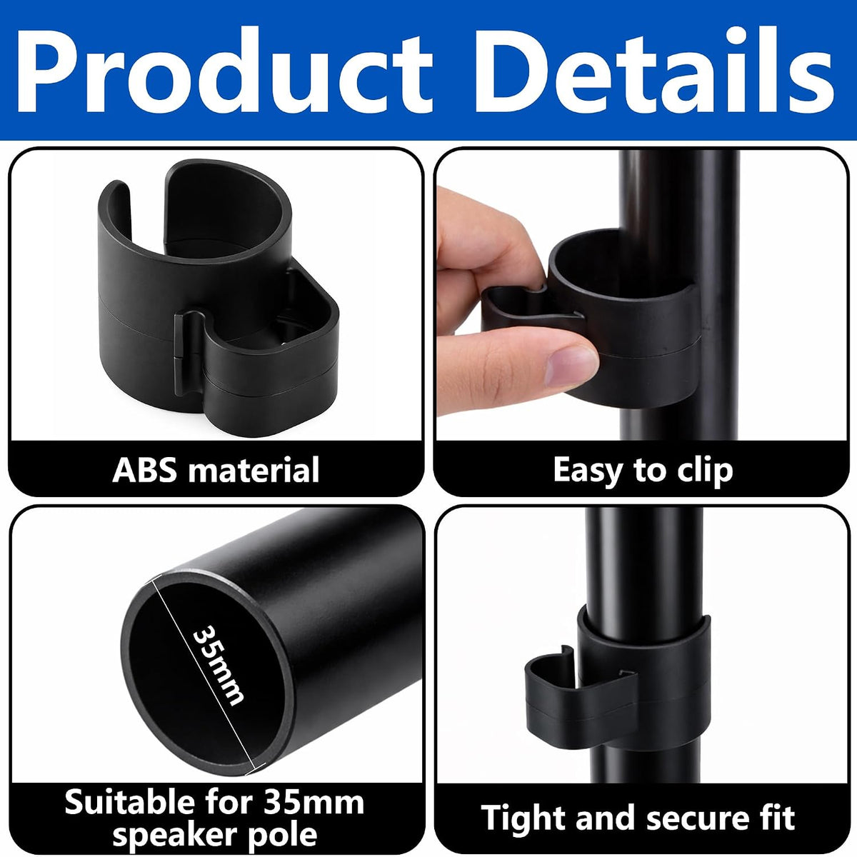 18 Pcs 35mm Speaker Pole Cable Clips, Pole Cable Management Clips