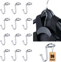 Clothes Hanger Connector Hooks, 36PCS, Clothes Hanger Organizer Mini Space Saving Extender Cascading Connection Hooks for Wooden Metal Plastic Hangers (Silver)