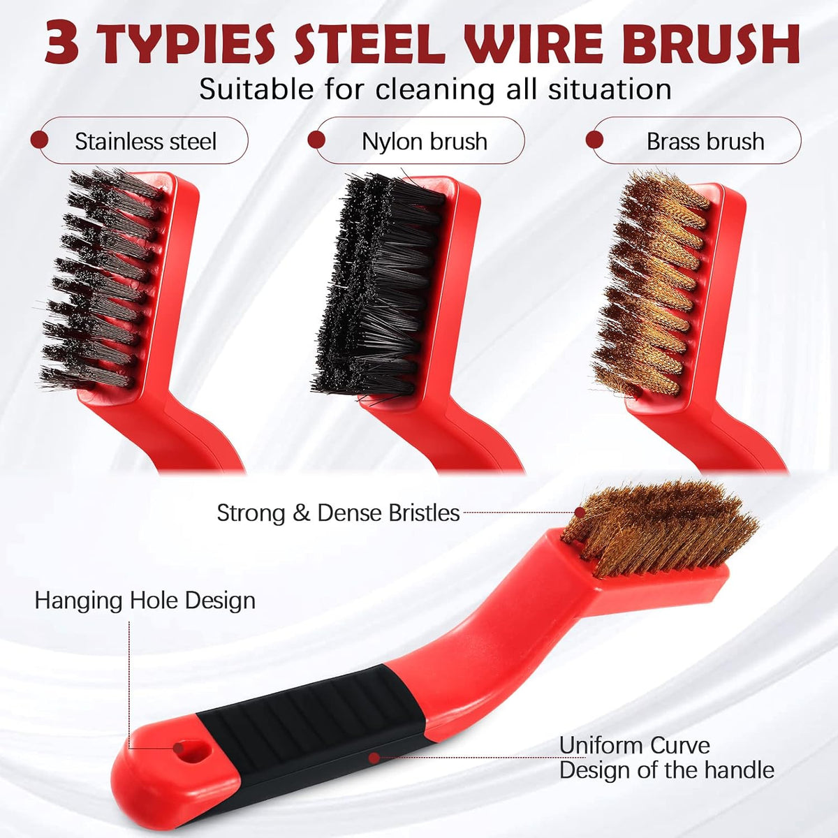Sumind 60 Pcs Wire Cleaning Brush Set, Metal Brush with Curved Handle