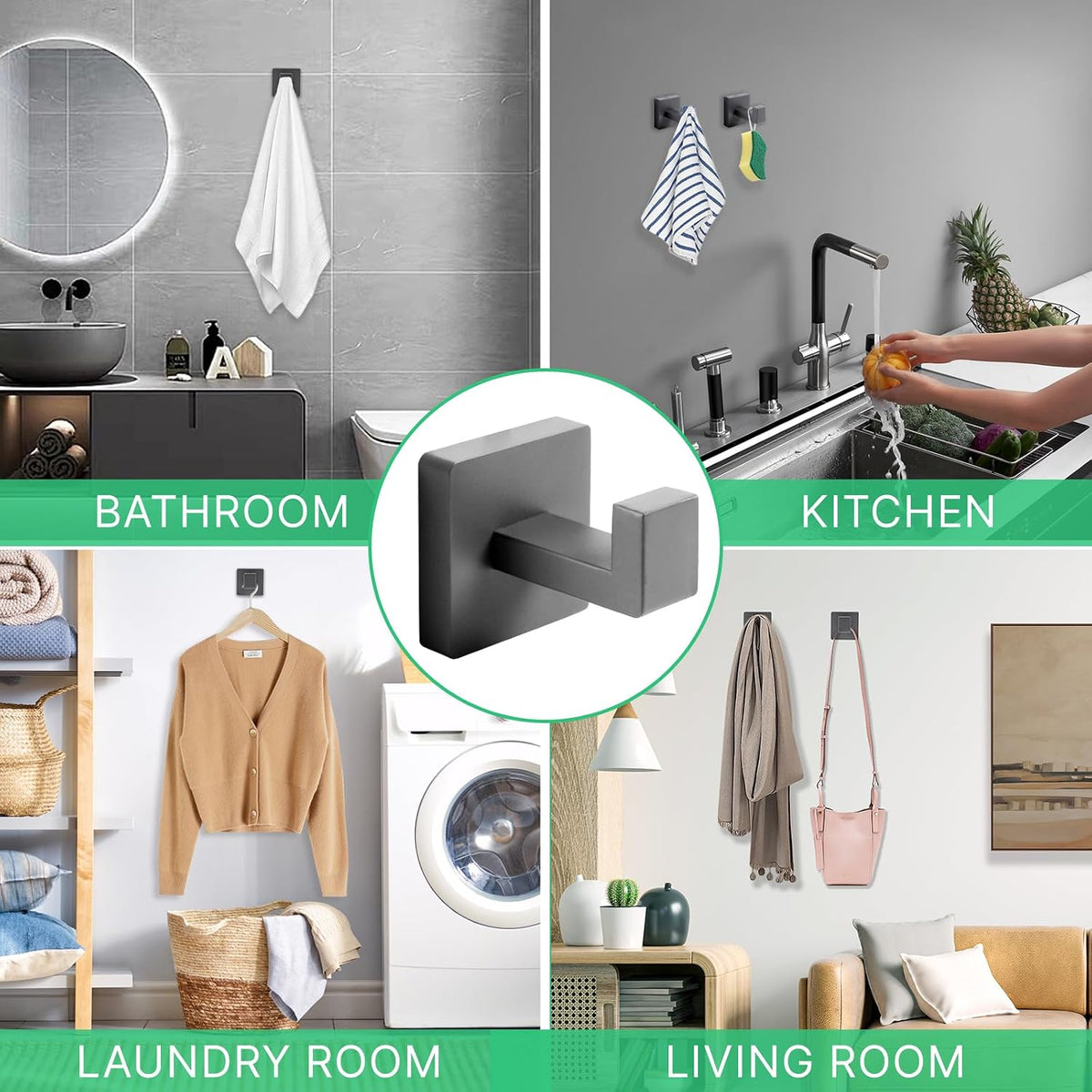 Towel Hooks for Bathrooms, Heavy Duty Stainless Steel Bathroom Hooks