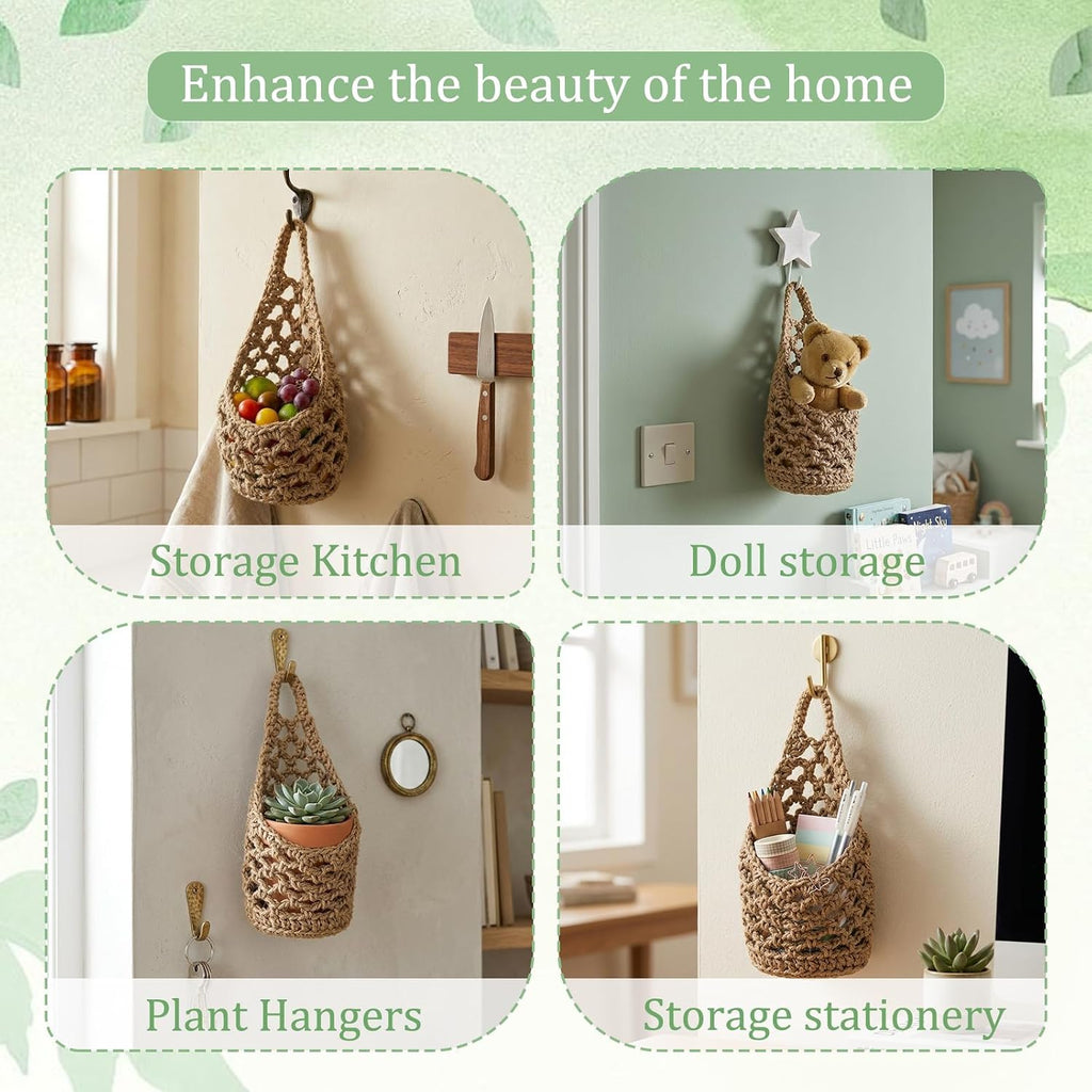 2 Pack 4-inch Hanging Planters, Macrame Wall Plant Hanger, Brown
