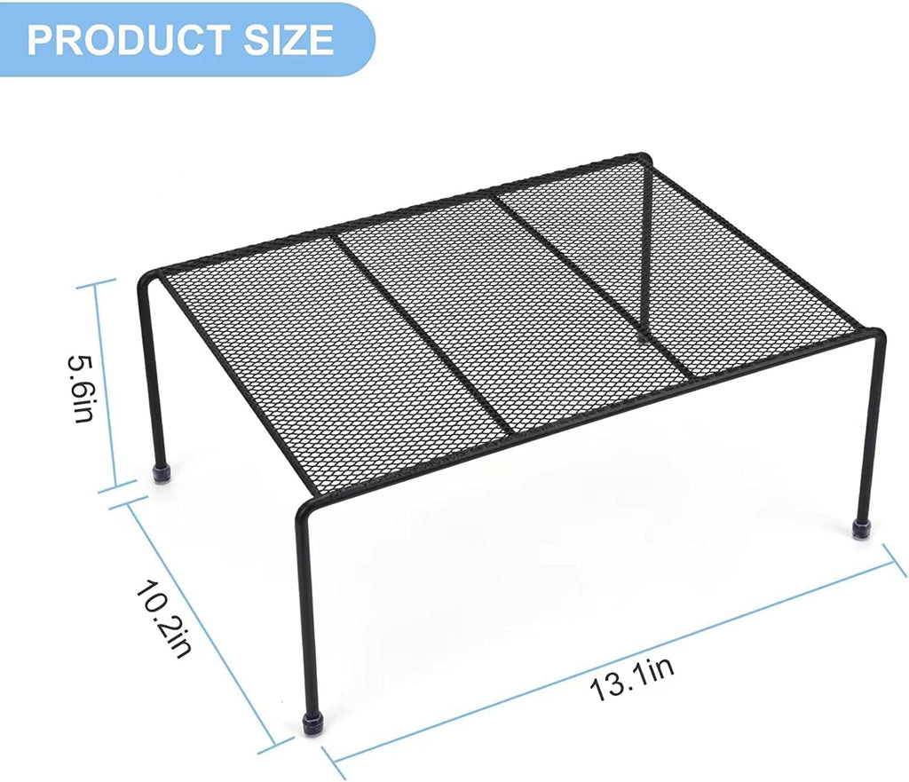 SIBAO Set of 4 Mesh Kitchen Shelves Cabinet Storage Shelf Rack (13.1 x 10.2 Inch) ，Kitchen Bathroom Pantry Cupboard Desk Home Office, Fridge, Non-Slip Plastic Feet (4, Black)