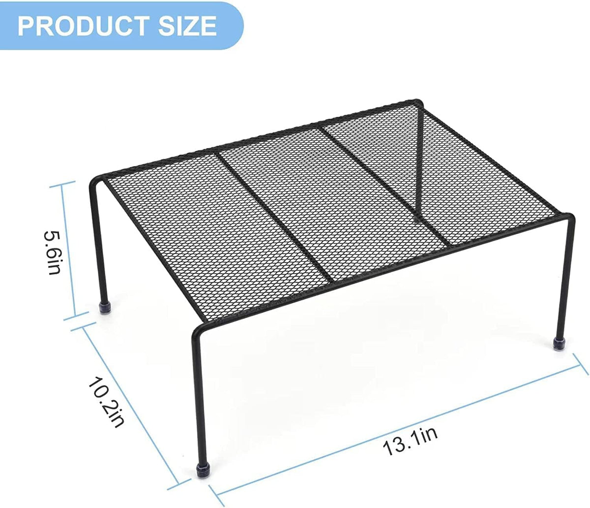 SIBAO Set of 4 Mesh Kitchen Shelves Cabinet Storage Shelf Rack (13.1 x 10.2 Inch) ，Kitchen Bathroom Pantry Cupboard Desk Home Office, Fridge, Non-Slip Plastic Feet (4, Black)