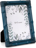 5x7 Picture Frame, Bamboo Photo Frame with Antique Finish Rustic Decorative Frame for Tabletop Display Wall Mount Ideal Gift for Living Room Bedroom Vanity Shelf Decor Keepsake, Ultramarine